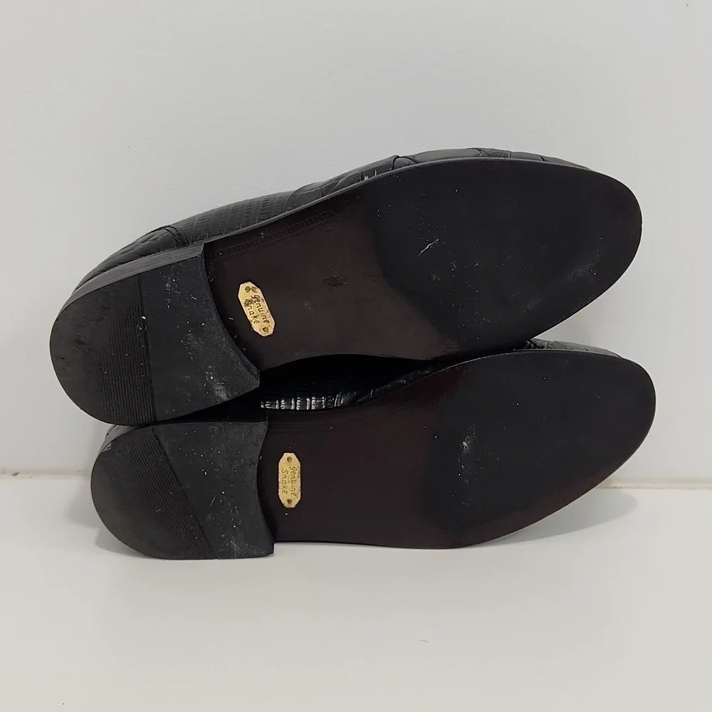 Stacy Adams Genuine Snake And Leather Loafers Dress Shoes Men's Sz 10W Black